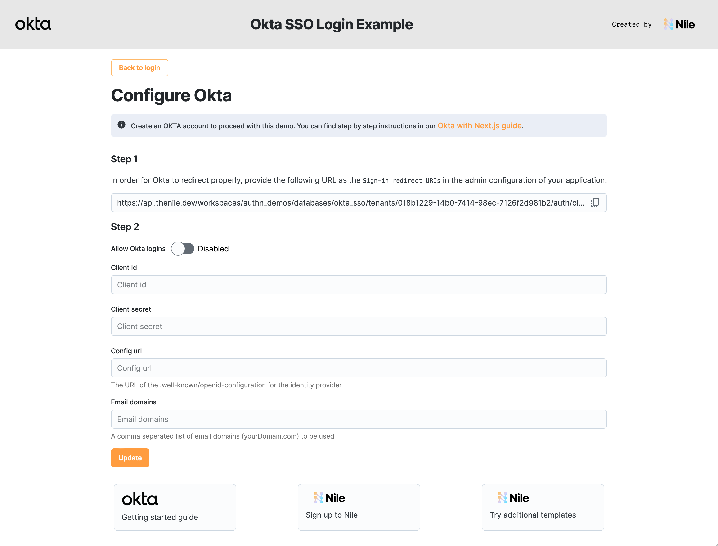 SSO Login for multi-tenant application with Okta